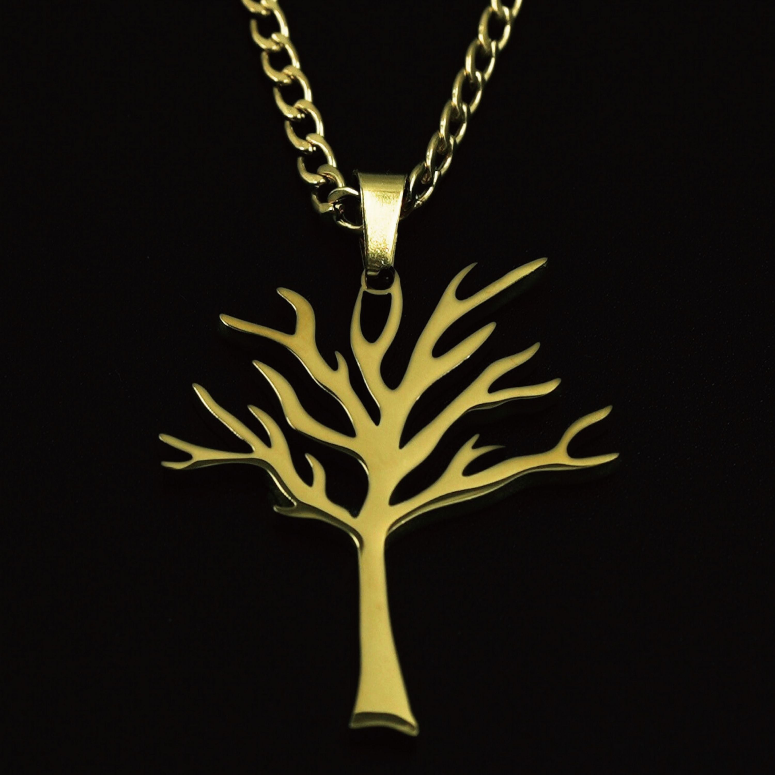 Gold Poison Tree pendant necklace with custom chain options