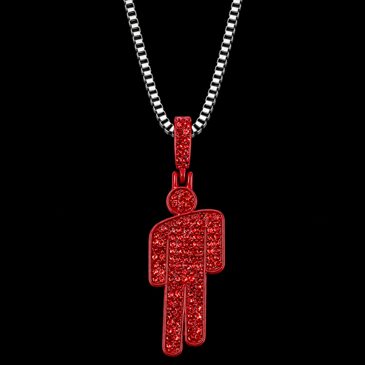 Pirate Billie "Blohsh" Rhinestone Necklace & Custom Chain - Red