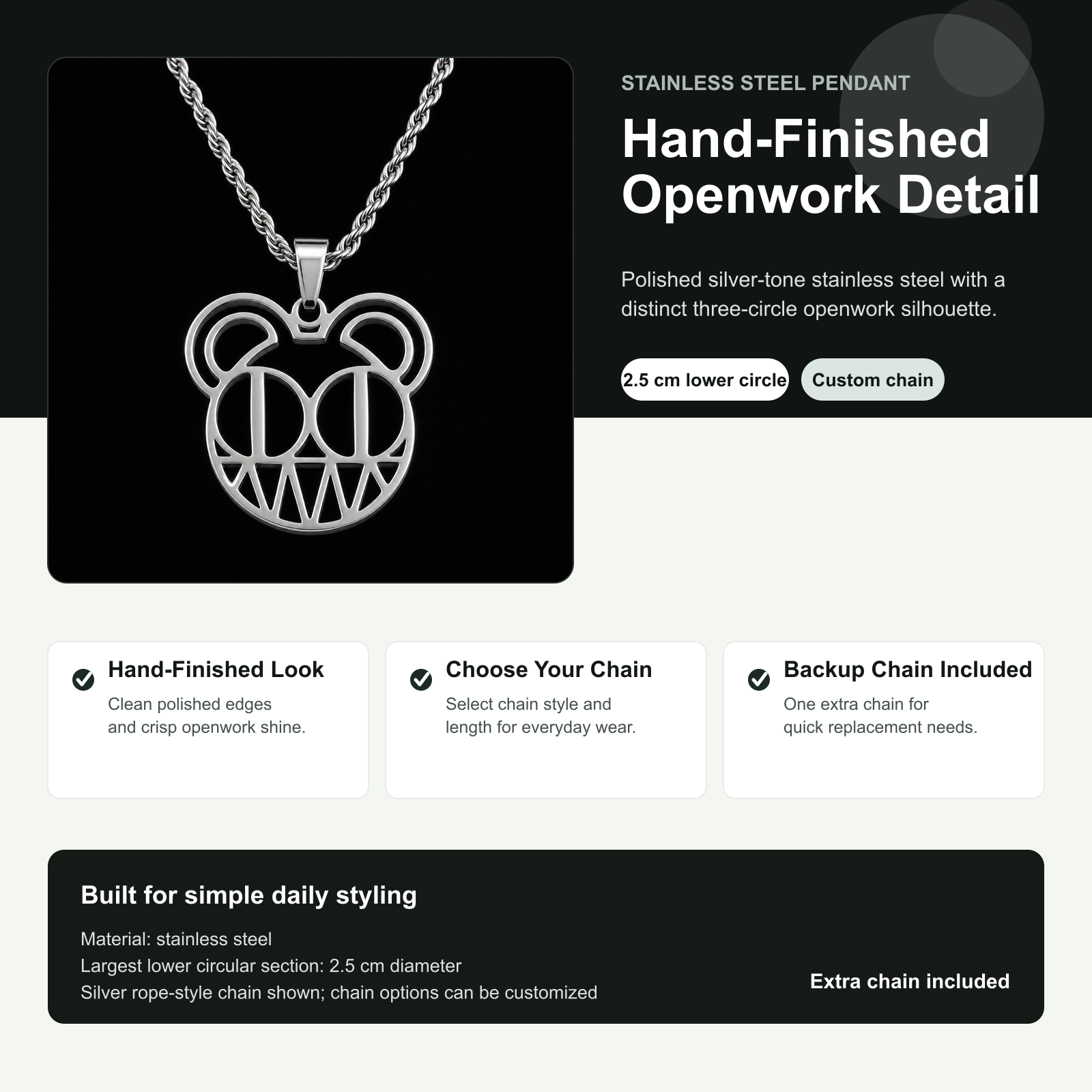 Radiohead Necklace – Stainless Steel Pendant & Custom Chain