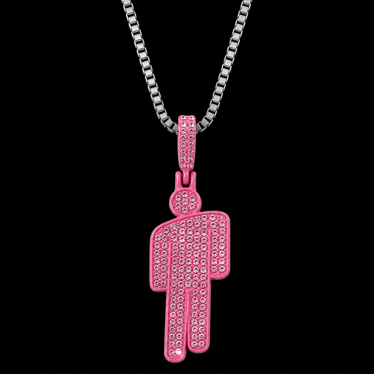 Pirate Billie "Blohsh" Rhinestone Necklace & Custom Chain - Pink