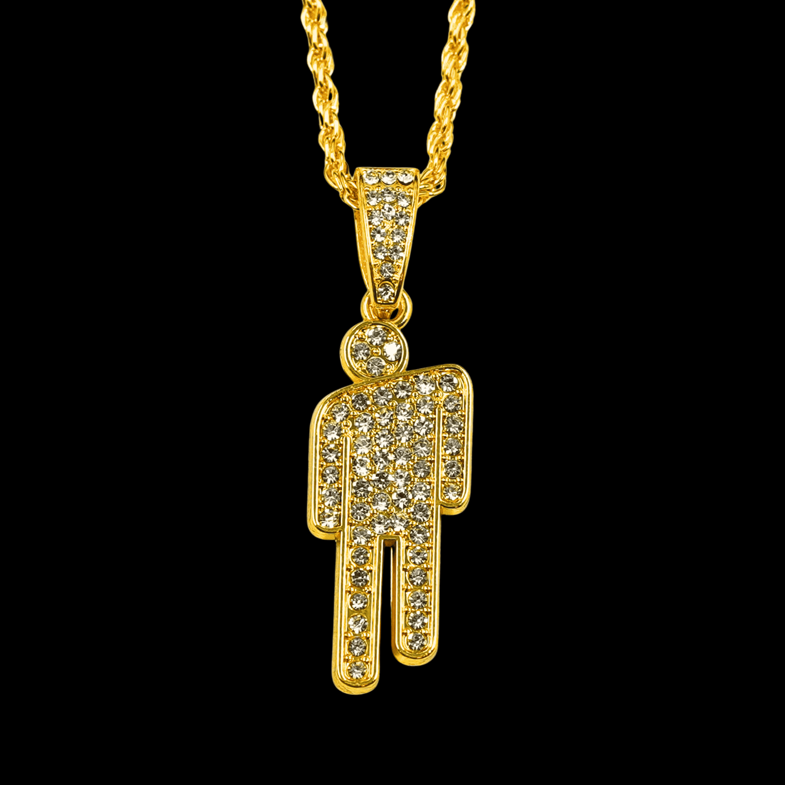 Billie Eilish "Blohsh" Rhinestone Necklace & Custom Chain - Gold