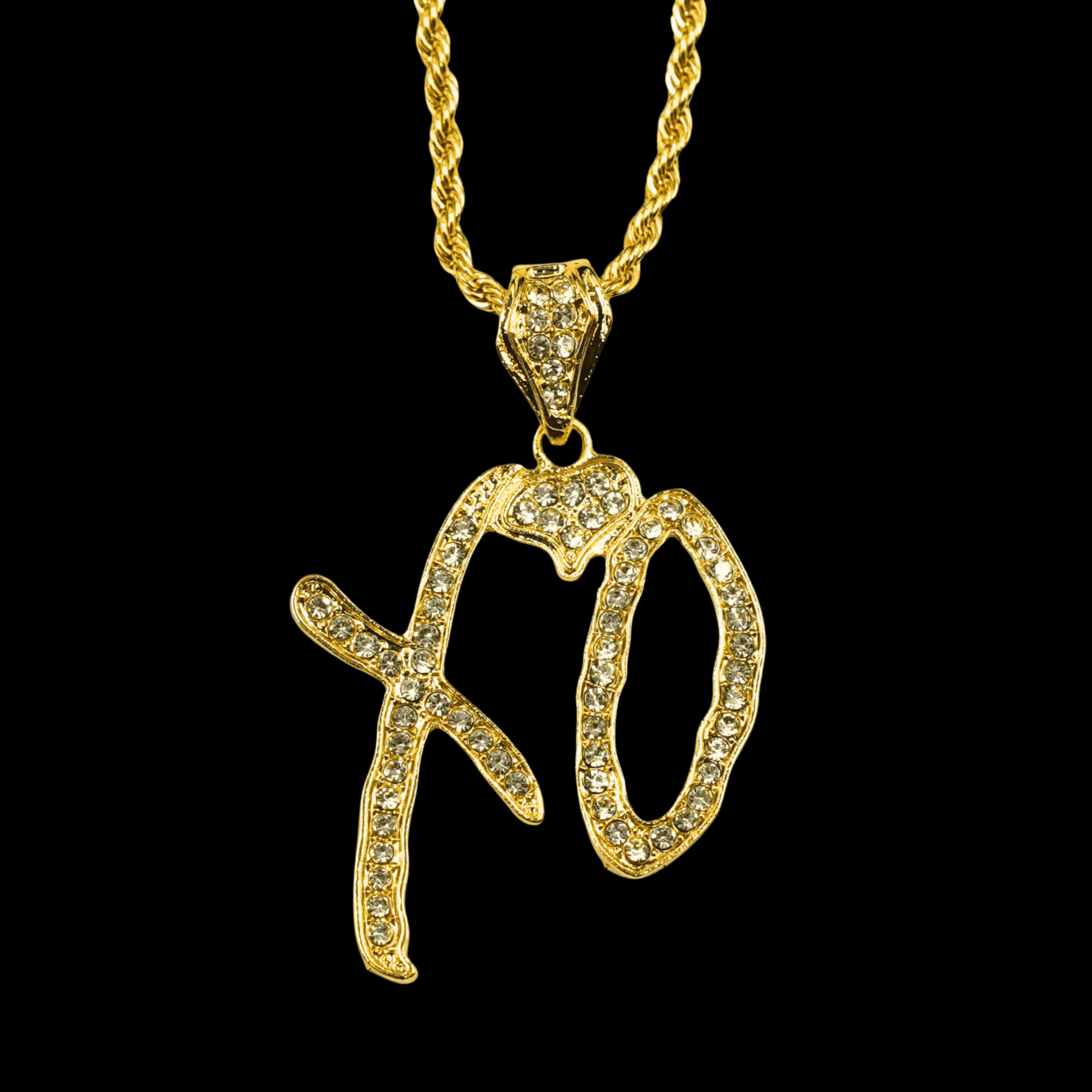 Abel "XO" Rhinestone Necklace & Custom Chain Gold
