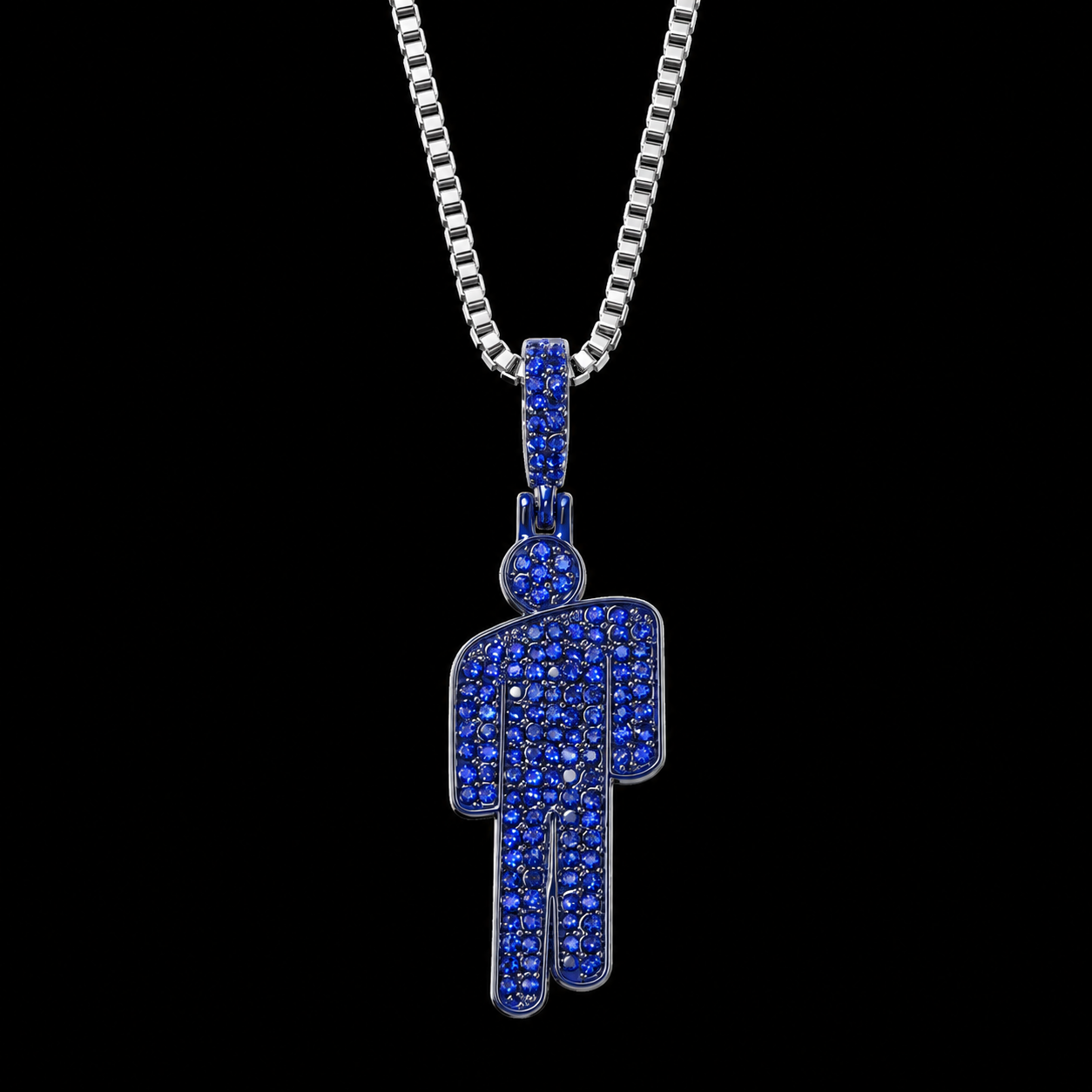 Pirate Billie "Blohsh" Rhinestone Necklace & Custom Chain - Blue