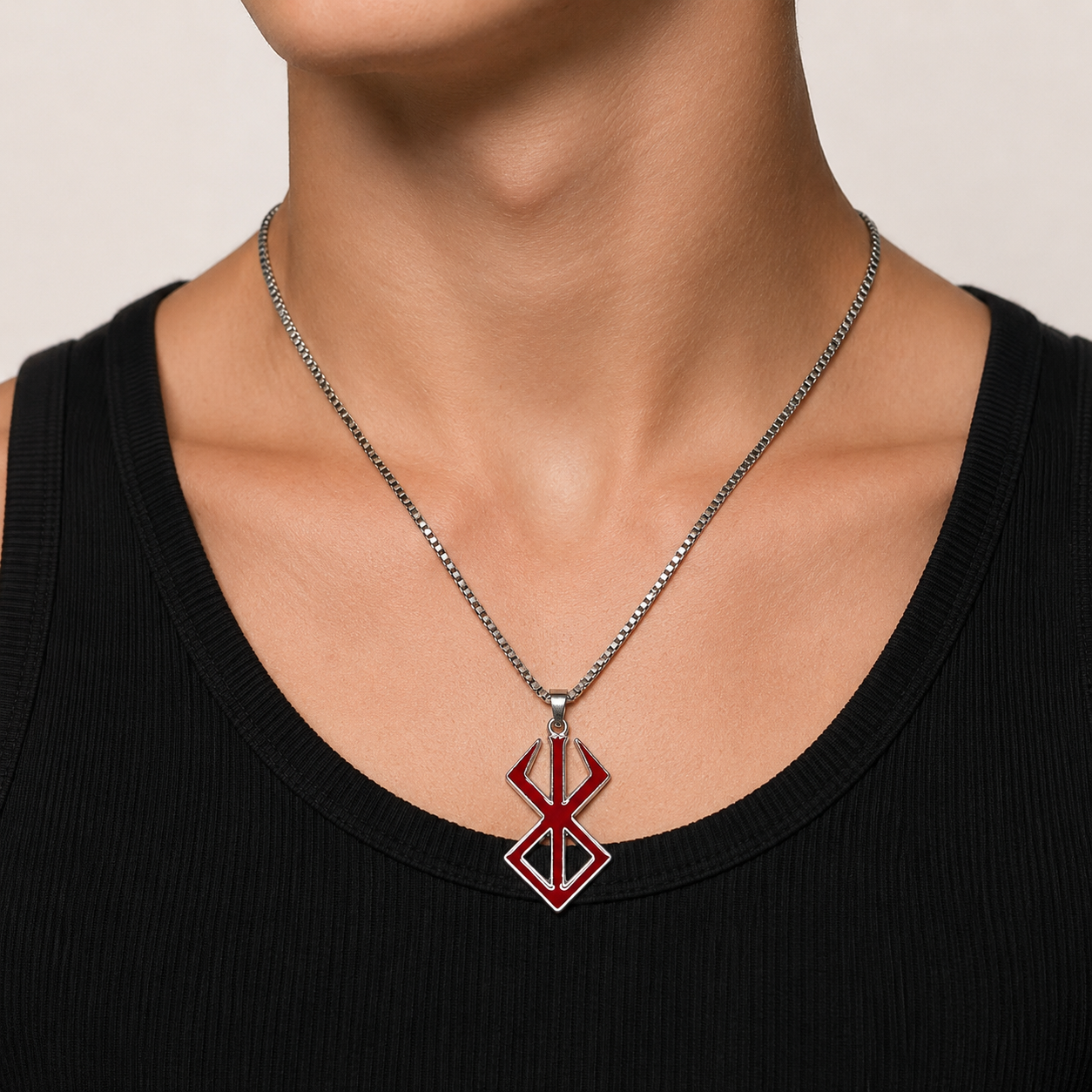 Brand of Sacrifice Berserk Inspired Necklace Dark Fantasy Pendant & Custom Chain (Red)