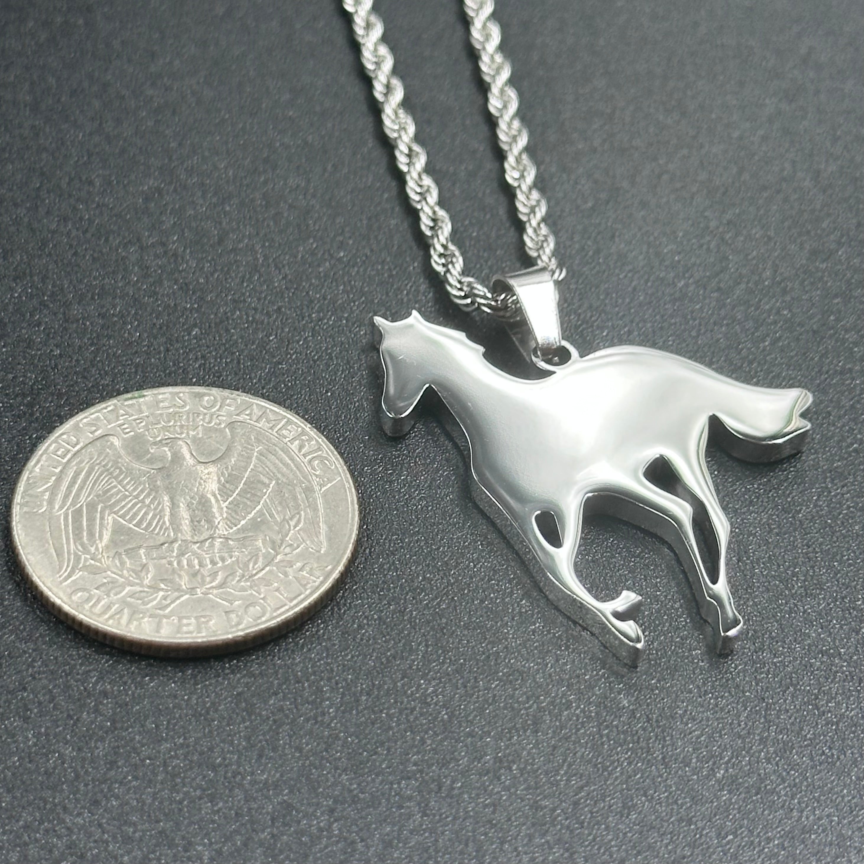 Deftones White Pony pendant beside a US quarter for scale