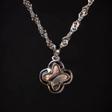 Abalone Mother-of-Pearl Clover Pendant Necklace & Custom Chain