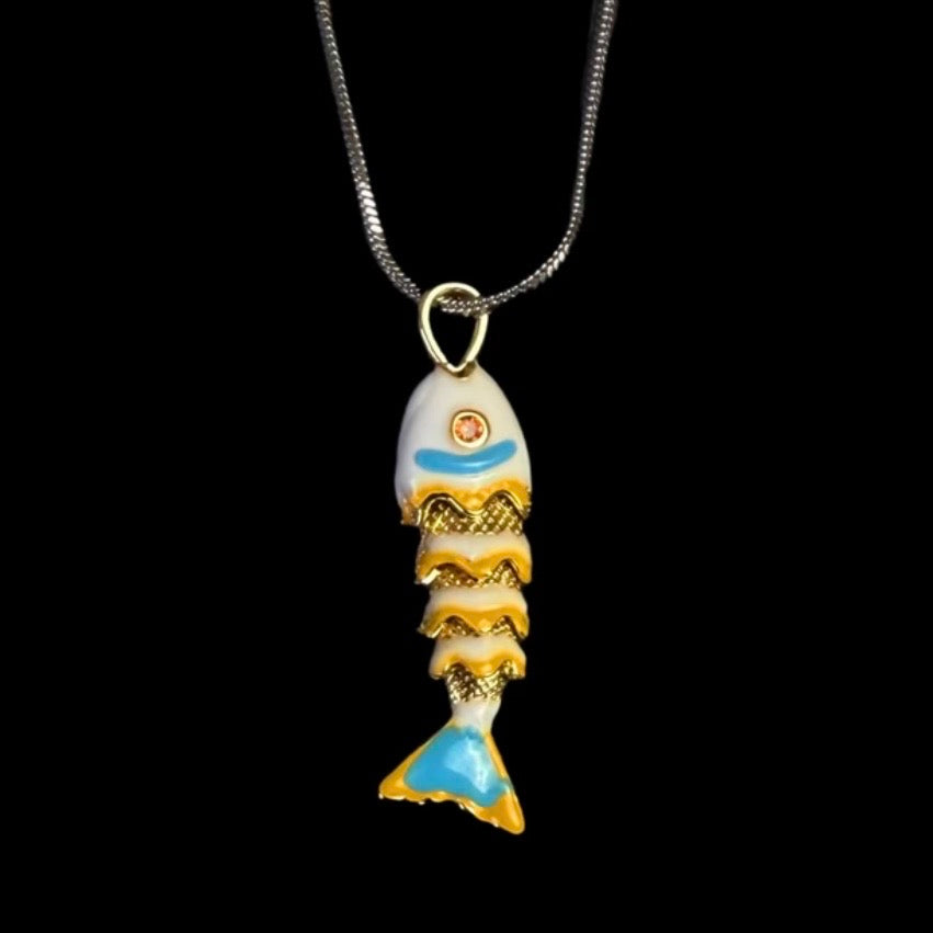 Enamel Fishbone Pendant Necklace & Custom Chain product image