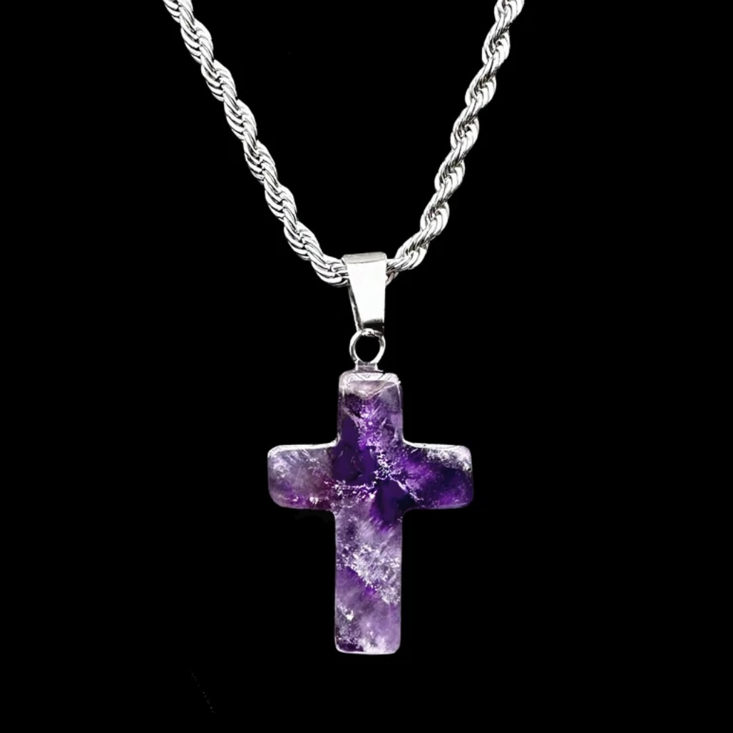 Purple Crystal Cross Pendant Necklace & Custom Chain product image