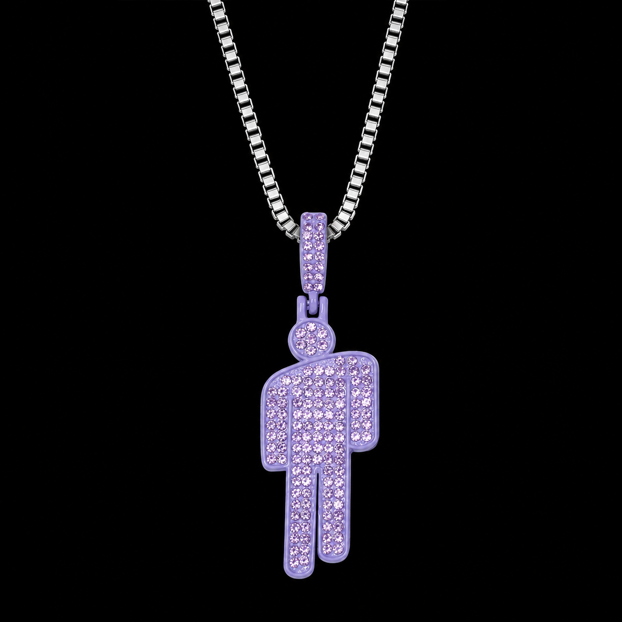 Pirate Billie "Blohsh" Rhinestone Necklace & Custom Chain - Purple