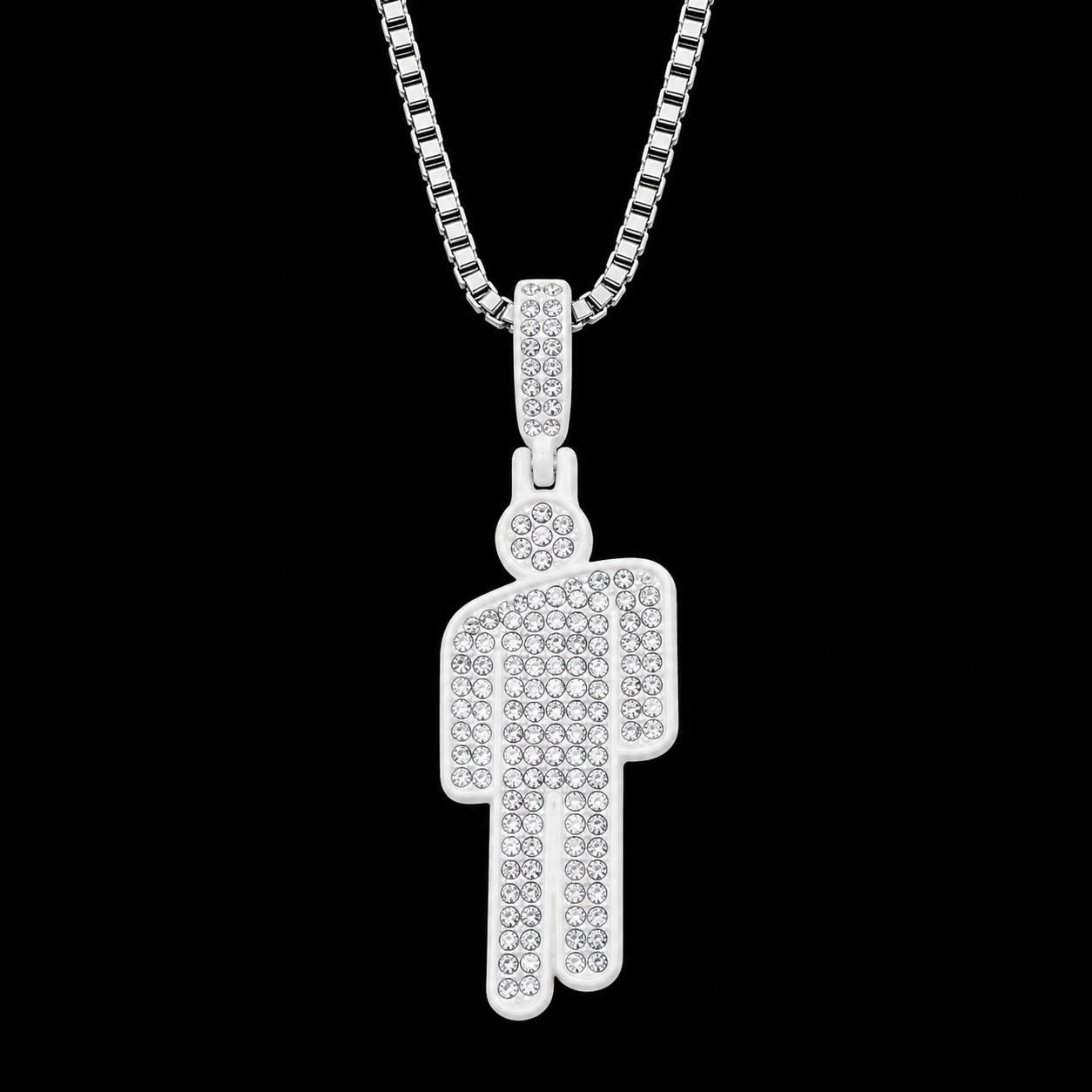 Pirate Billie 'Blohsh' Rhinestone Necklace & Custom Chain - White