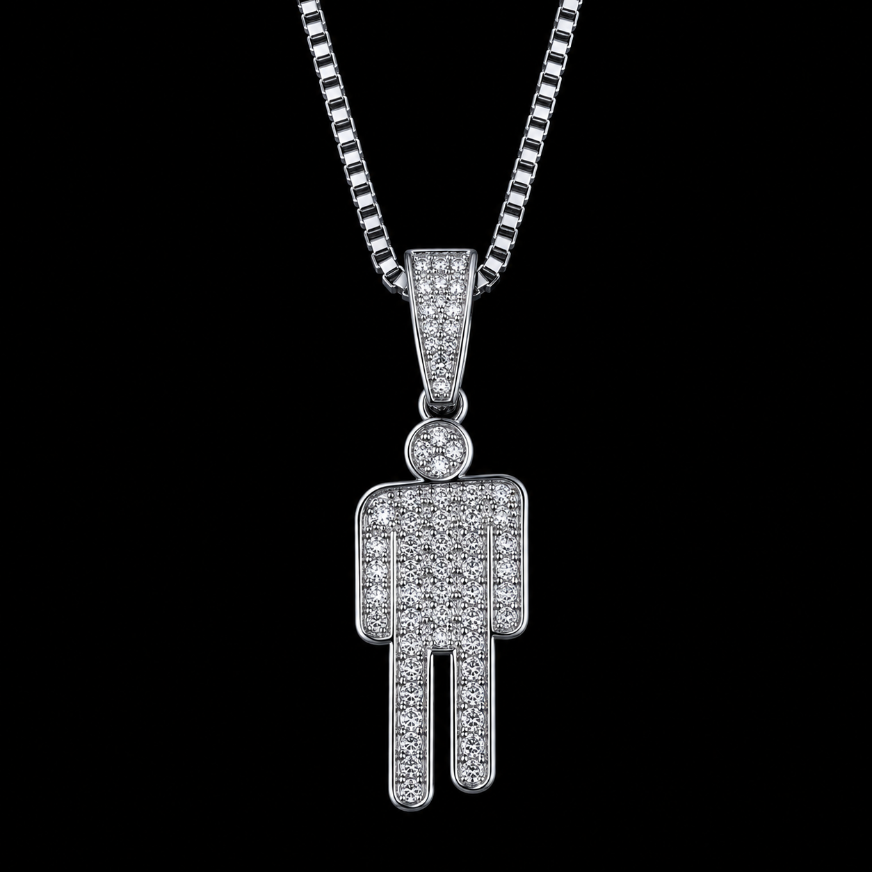 Pirate Billie "Blohsh" Rhinestone Necklace & Custom Chain - Silver