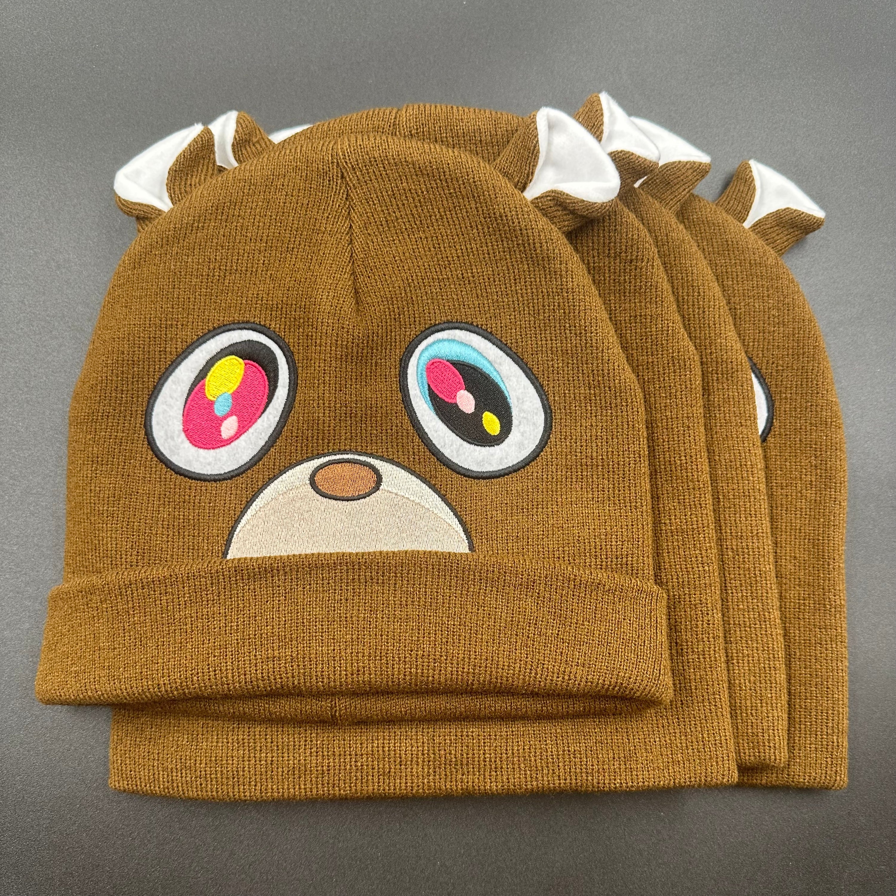 Graduation Bear Beanie with Cute Ears – Brown