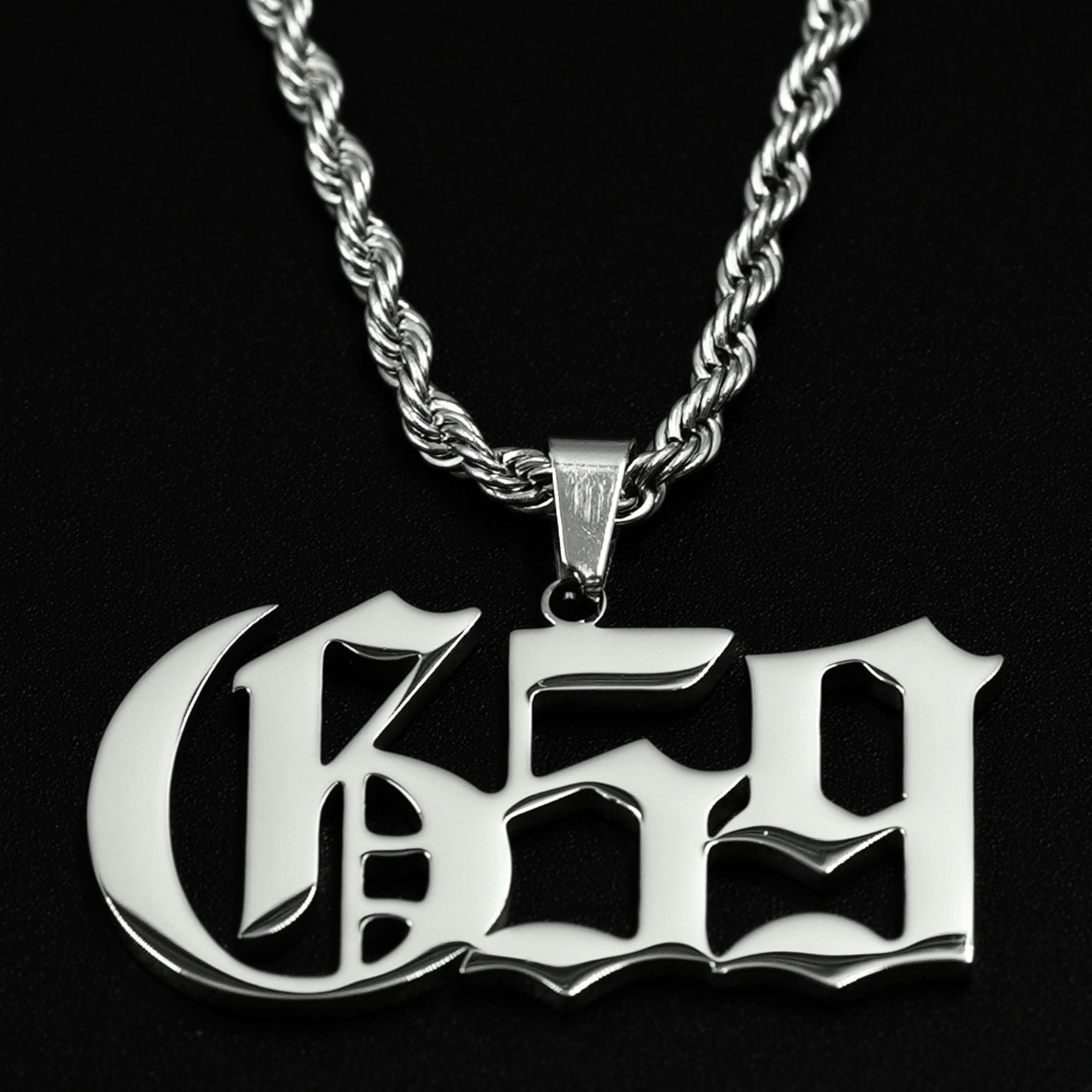 $B G59 Stainless Steel Pendant & Custom Chain