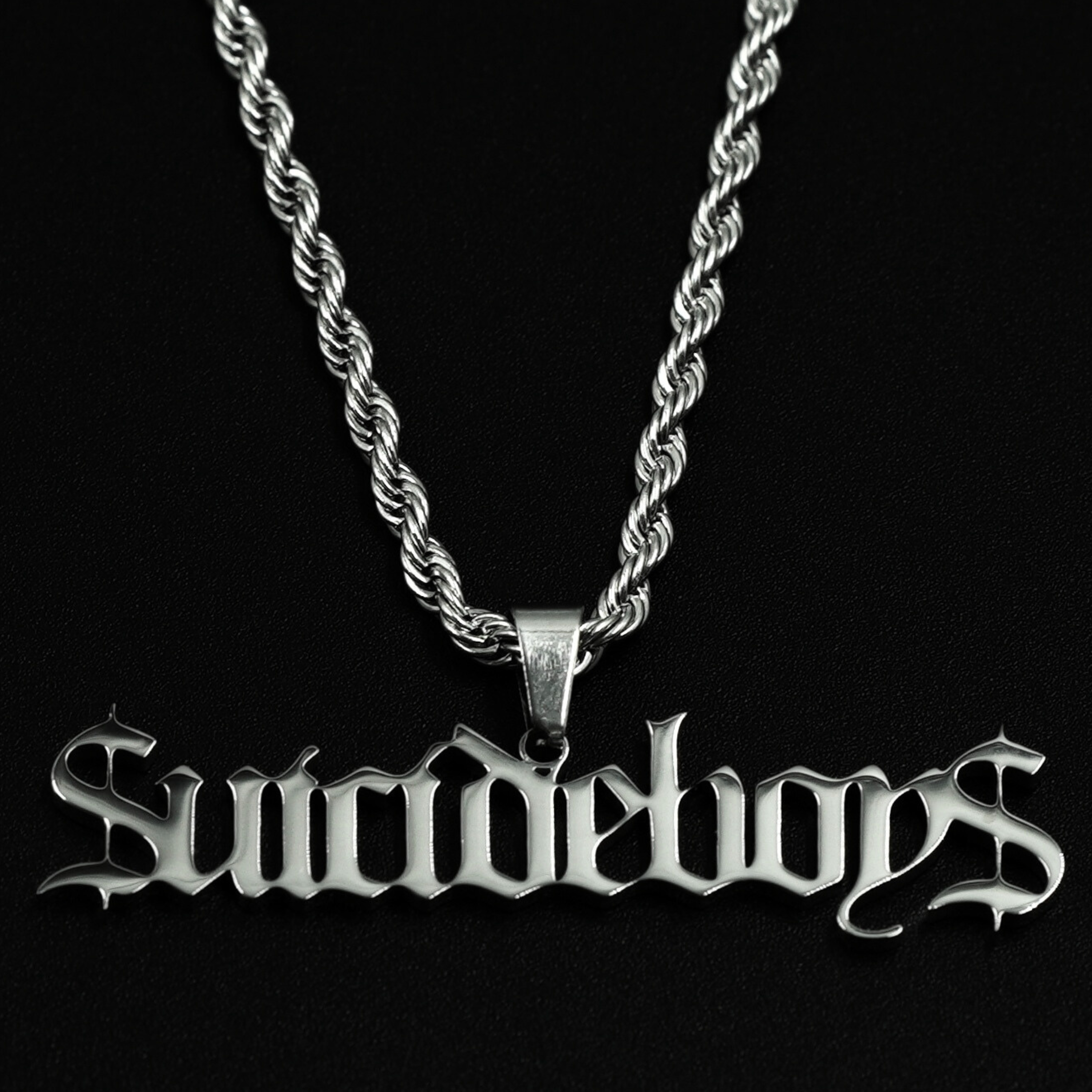 $B Stainless Steel Pendant & Custom Chain