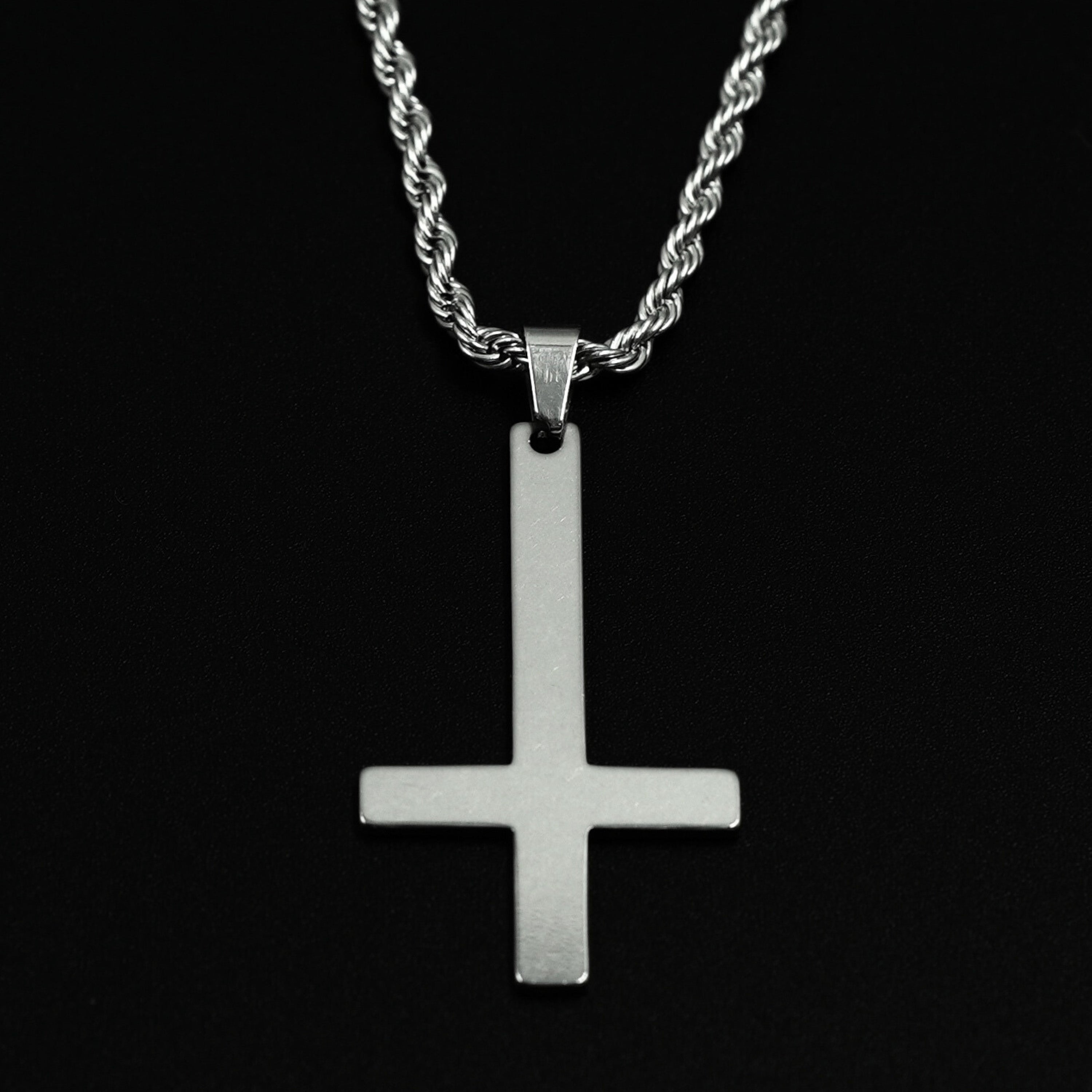 Upside Down Cross Necklace & Custom Chain