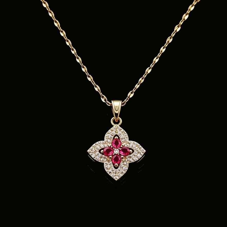 Crimson Clover Crystal Pendant Necklace main product image