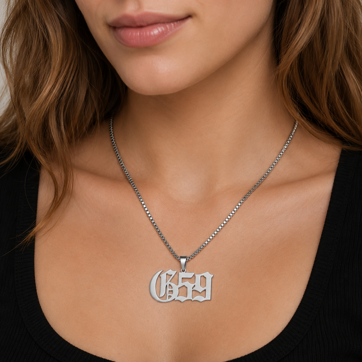 $B G59 Stainless Steel Pendant & Custom Chain