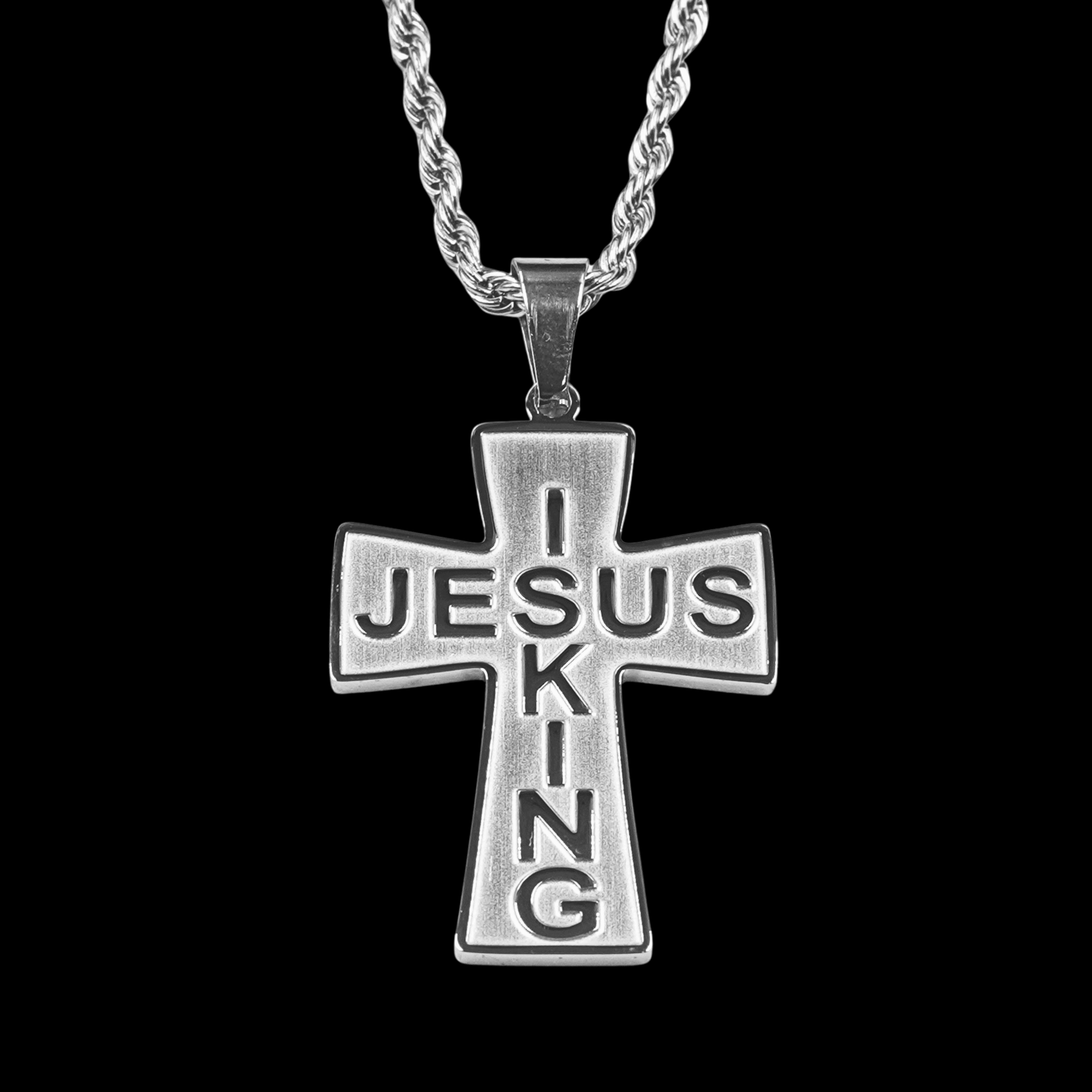 JESUS IS KING – Stainless Steel Cross Necklace  & Custom Chain