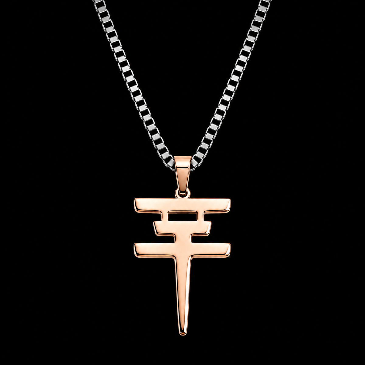 Tokio Hotel symbol pendant necklace in rose gold-tone